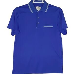 PGA Tour Fitted Golf Polo Shirt Blue Stripe Accent Mens Medium Activewear Preppy